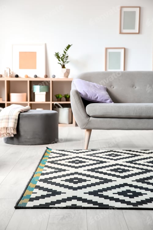 Preview: Modern living room interior with stylish sofa and carpet