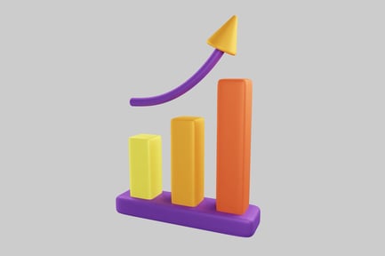 Preview: Vertical bar graph with upward trend arrow
