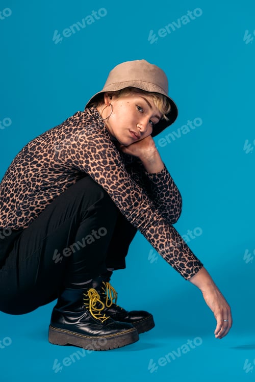 Preview: Hipster Girl Posing in Studio Shot