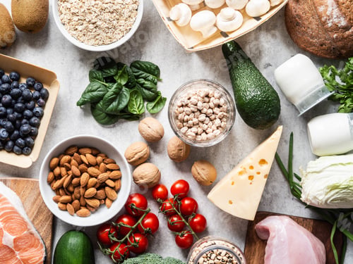 Preview: Healthy balanced ingredients background