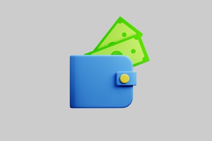 Preview: Blue wallet with green cash