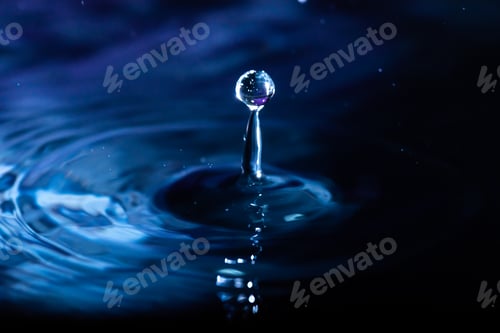 Preview: abstract background of blue water splash falling drop on liquid wave