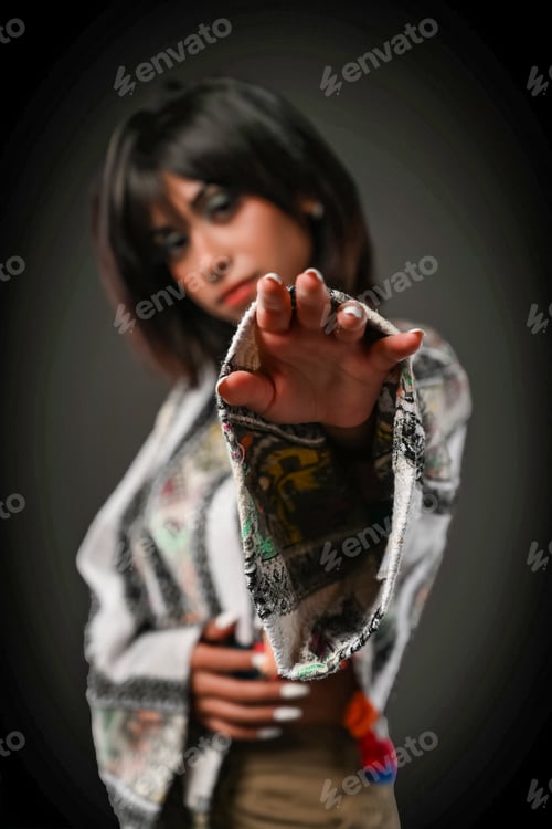 Preview: Portrait of Young woman Posing for New Year & Christmas