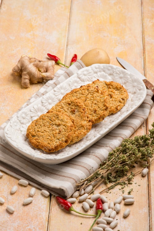 Preview: vegan burger with ginger beans oregano and hot chili pepper