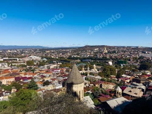 Preview: Panoramic View of Tbilisi City Center with Bridge of Peace Georgia