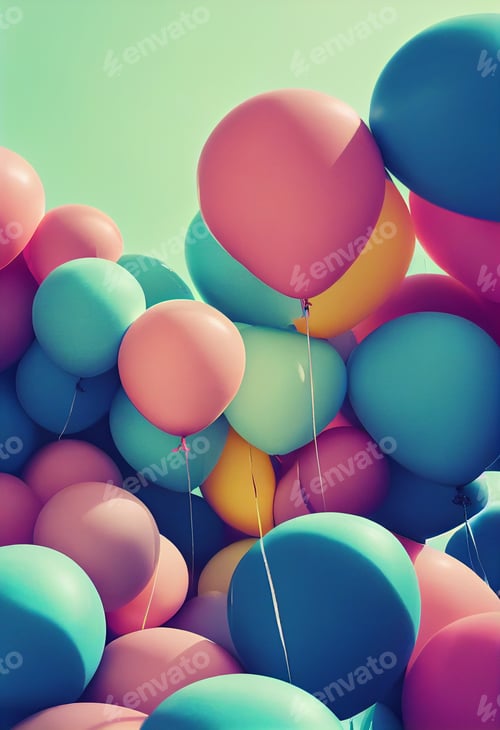 Preview: Various colorful balloons.Bunch of colorful balloons on background,Cover Design or Wall Decoration B