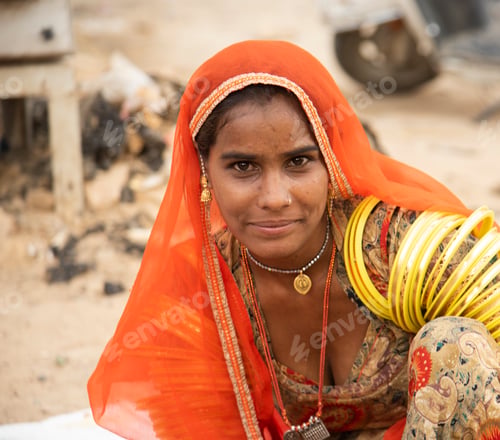 Preview: Portrait of rajasthani woman, India.