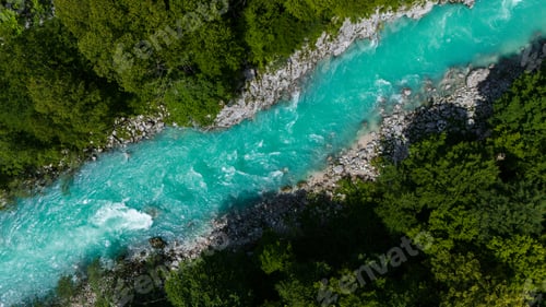 Preview: Aerial drone view of Soca river in Slovenia at summer.