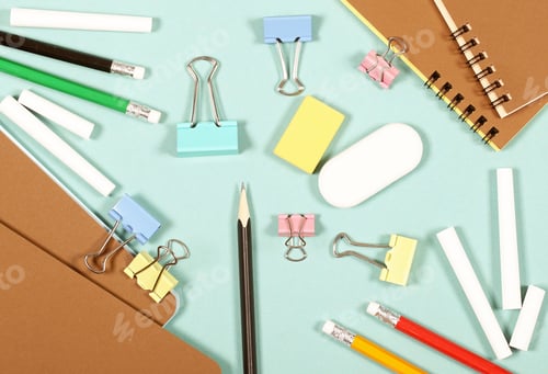 Preview: School Subjects Lie On A Bright Background There Is A Place For Recording