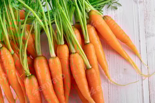 Preview: Fresh and sweet carrot on a grey wooden table