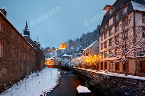 Preview: Christmassy Street At Night, Monschau, Germany