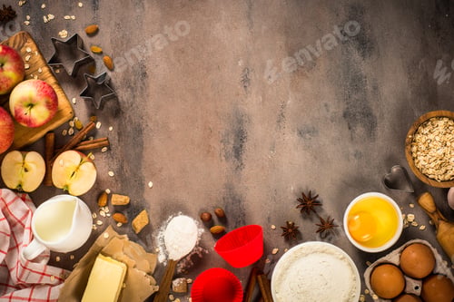 Preview: Ingredients for cooking autumn baking. Top view