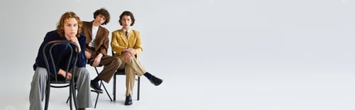 Preview: Young stylish group of friends showcasing modern fashion and friendship in a contemporary setting