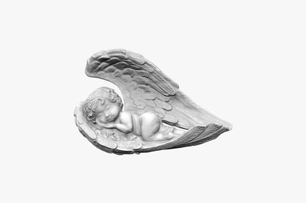 Preview: Recumbent angel figurine with spread wings