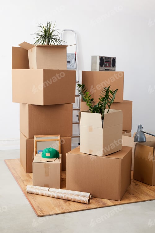 Preview: Boxes in New House Background
