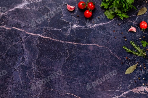 Preview: Food background - fresh vegetables and various spices. Cooking concept.