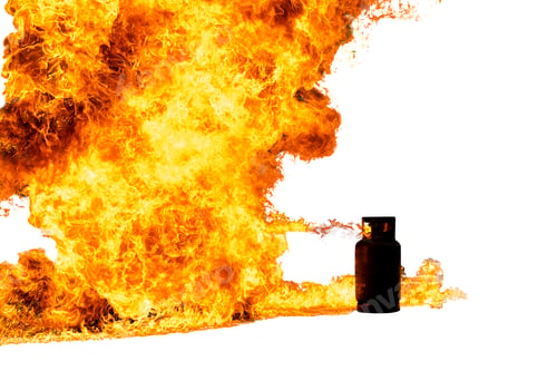 Preview: The explosion of household gas cylinders isolated on white background.