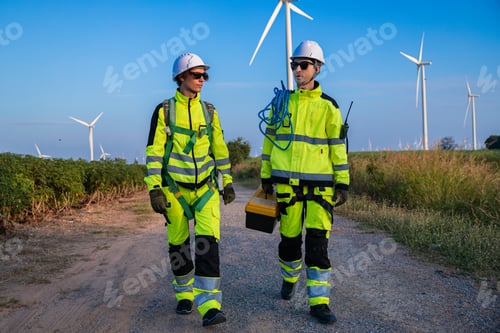 Preview: Engineers discussing wind farm maintenance tasks