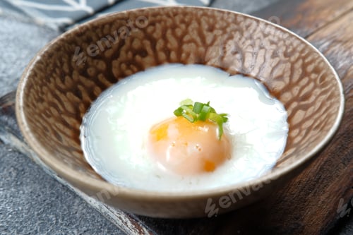 Preview: Japanese onsen egg or Soft boiled egg on the table