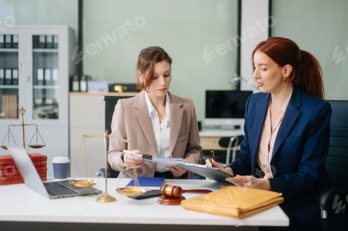 Preview: Modern lawyer office a professional discussion, legal documents, and teamwork. Perfect for