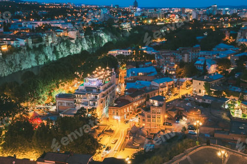 Preview: Scenic Cityscape, Top View Of Abanotubani Old District Of Tbilis