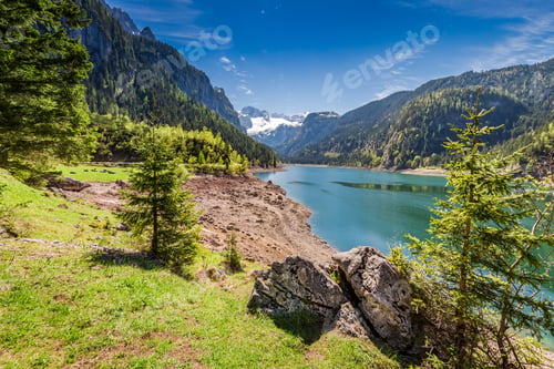 Preview: Mountain lake in Gosau at spring, Alps, Austria
