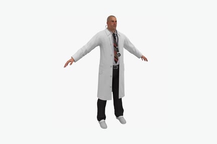 Preview: Physician in lab coat with extended arms