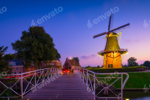 Preview: Dokkum, Netherlands. The famous windmill. Journey through the Netherlands.