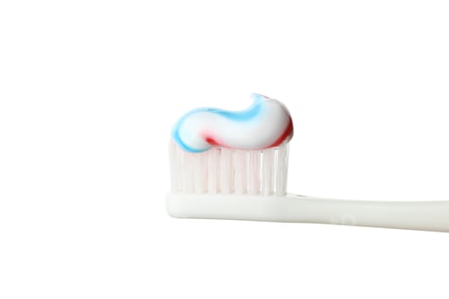 Preview: Toothbrush with toothpaste isolated on white background