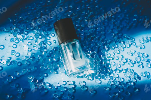 Preview: Still life image of a matte top coat bottle for manicure in eleagnt background