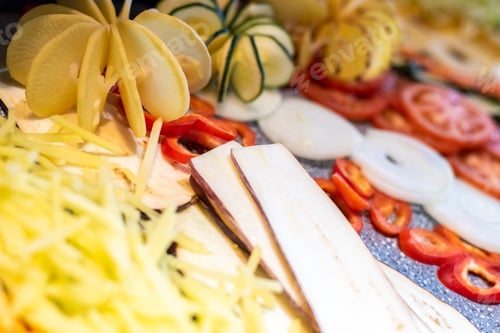 Preview: Fresh slice of vegetables cut in funny shapes.
