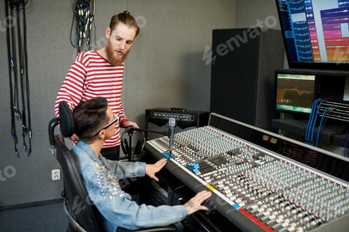Preview: Coworkers in modern sound studio