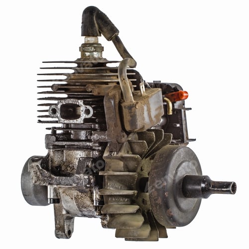 Preview: Old internal combustion engine, isolated on white background