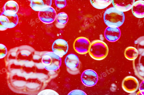 Preview: Abstract Soap Bubble Background. Element For Designers. Foam Red Bubble Texture. Colorful Bubbles