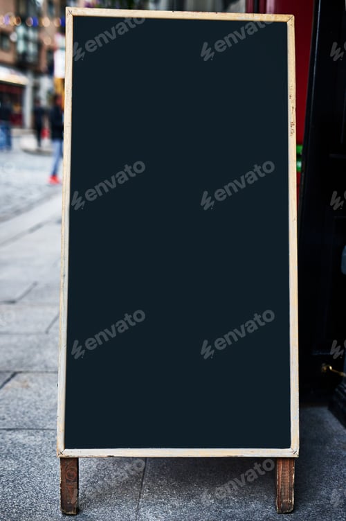 Preview: Just enough space for your ad. Shot of a sidewalk sign with space for you to add your own text.