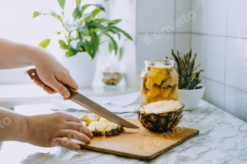 Preview: Fermented pineapple kombucha drink tepache. Cooking process of homemade probiotic superfood