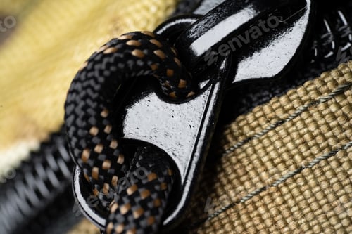 Preview: Close up still life of a green army tactical backpack
