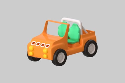 Preview: Orange Toy Car with Green Seats