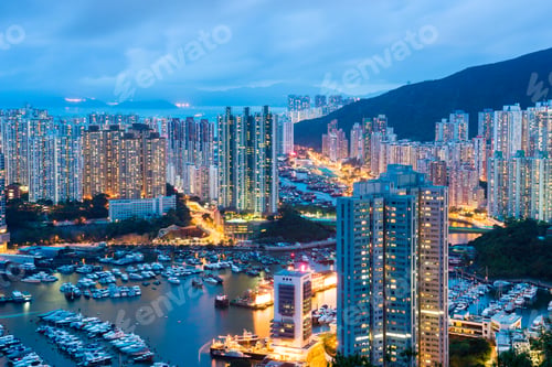 Preview: Aberdeen typhoon shelter in Hong Kong at night