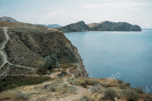 Preview: Beautiful landscape with Crimean mountains and Black sea, Ukraine, May 2013