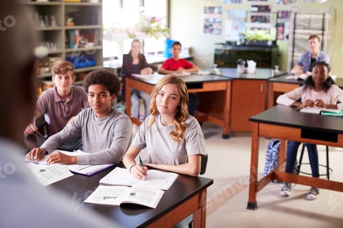 Preview: Male High School Tutor Teaching Students In Biology Class