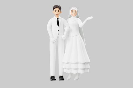Preview: Cartoon muslim wedding couple set
