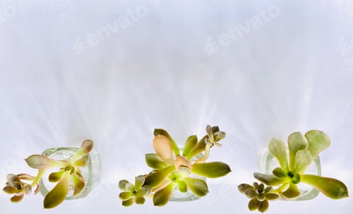 Preview: Succulent Cuttings in Jars on White Background