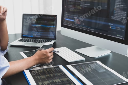 Preview: Programmer, Woman working with computer programming, professional development, and coding technology