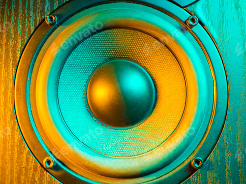 Preview: Loudspeaker closeup under neon light