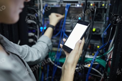 Preview: Woman Working with Server Close Up