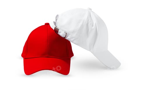 Preview: Red and White Baseball Caps on White Background
