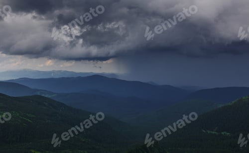 Preview: Big clouds. Majestic Carpathian mountains. Beautiful landscape. Breathtaking view