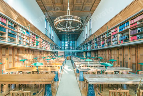 Preview: Desks and chairs in University Library of Slovenia, Ljubljana, Central Slovenia, Slovenia