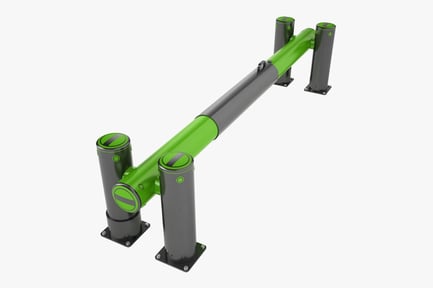 Preview: Industrial Dock Safe Gate - Green and Gray Metal Barrier